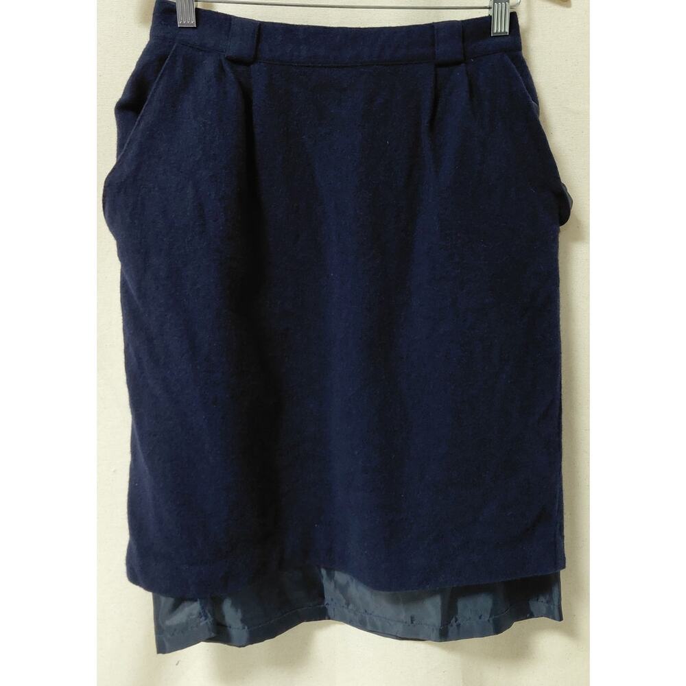 Kim Rogers PETITE Kim Wool Rogers Skirt Navy Petite Solid Lined Women Size 12P
